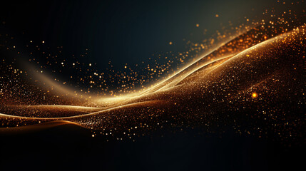 Golden bokeh background with light spots, golden starlight particle background