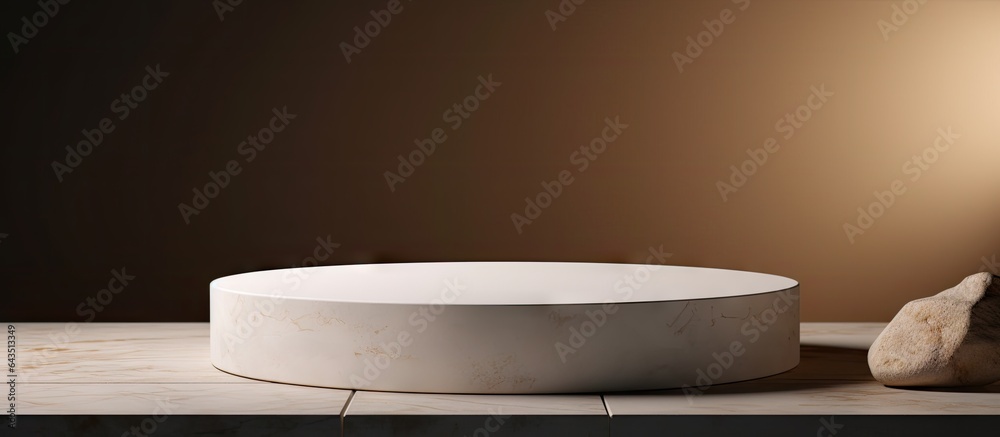 Poster empty porcelain podium for displaying goods with space for text premium photo