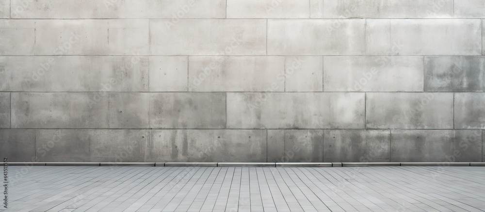 Poster copy space background with sidewalk and street in front of a large concrete wall