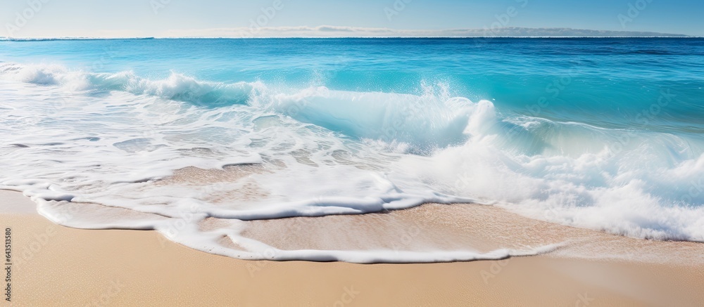 Poster Sunny beach with wave and empty space in the background