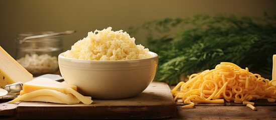 A digital image with shredded cheese in a bowl representing National Cheese Day
