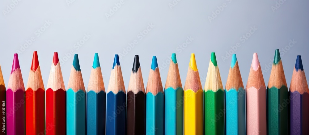 Aufkleber close up view of sharpened colored pencils