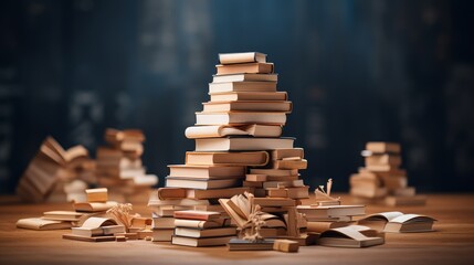 A stack of books with the negative space between them forming a hidden message