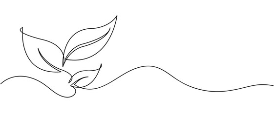 Leaf enviroment line art style grow leaves vector eps 10