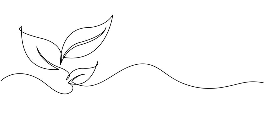 Leaf enviroment line art style grow leaves vector eps 10
