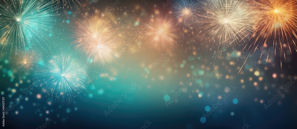 Poster Abstract background with empty space and New Year s fireworks