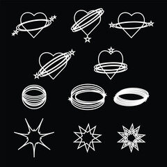 Shape set y2k style for banner. Y2k aesthetic.Shape set y2k style for decoaration.Simple shapes.Shape set y2k style for poster.Trendy 90s.Trendy geometric forms.