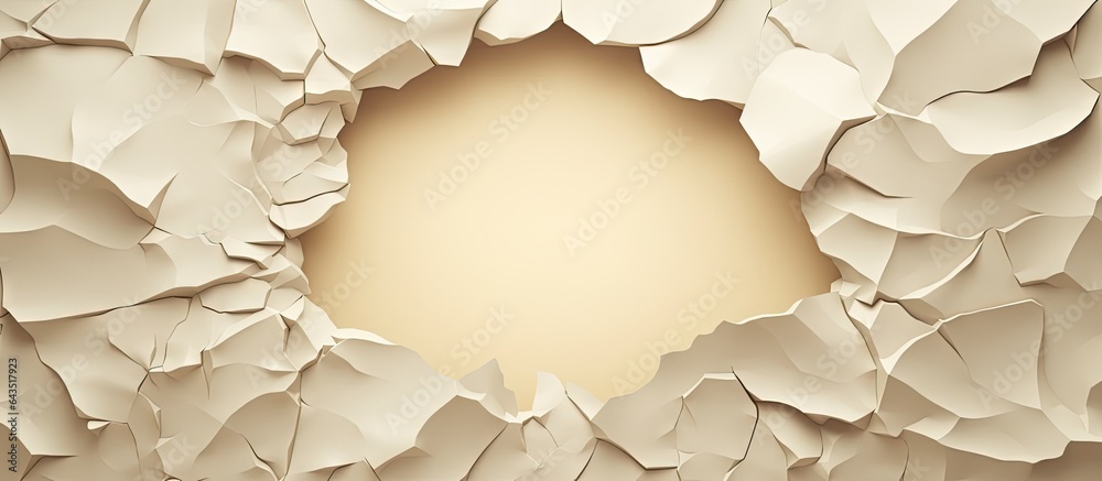 Poster damaged paper with hole and torn edges in textured surface room to place text