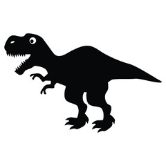Tyrannosaurus rex dinosaur silhouette vector cartoon illustration