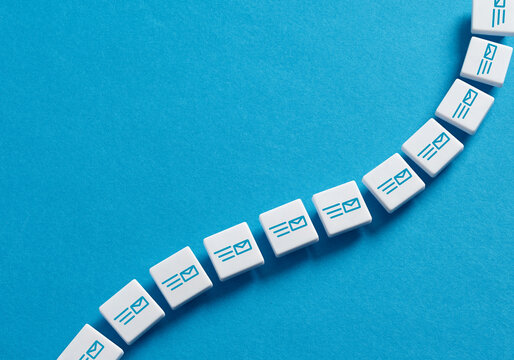 Chain mail concept. Spamming or spam email. E mail marketing. Sending an e-mail. Chain of letters.