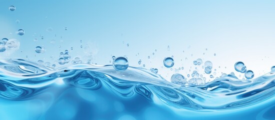 Blue background with close up view of air bubbles water ripples and waves conveying water liquid and color concept