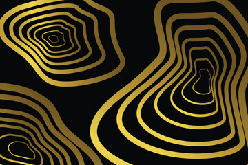 Golden wavy line pattern on black background