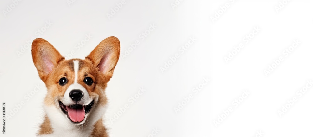 Poster indoor image of a basenji puppy for copy space on a white background