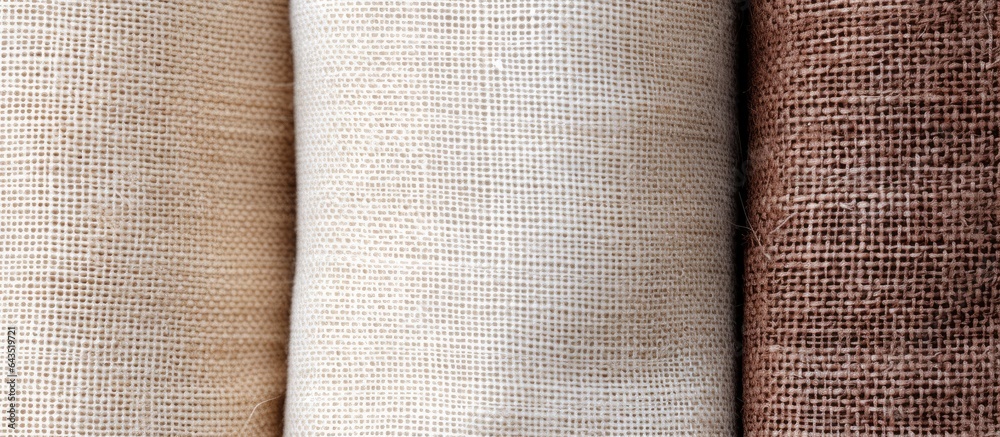 Poster burlap texture background with beige and brown flecks suitable for text decoration