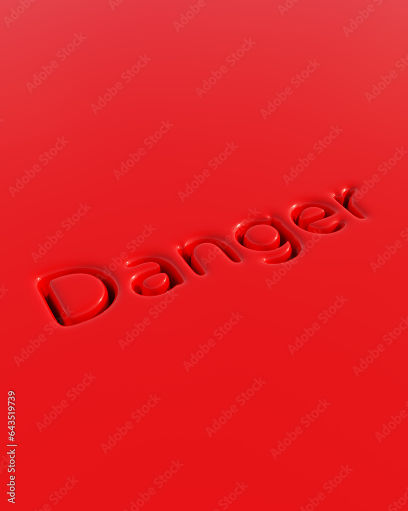 Fototapete red danger typography typescript soft round depressed shiny plastic stylish funky bright vivid red b