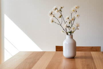 Dining Area Plain Table, Single Flower Vase. Сoncept Suitable Dining Table Options, Creative Interior Decorating Ideas, Ideal Floral Arrangements, Styling A Room With A Plain Table