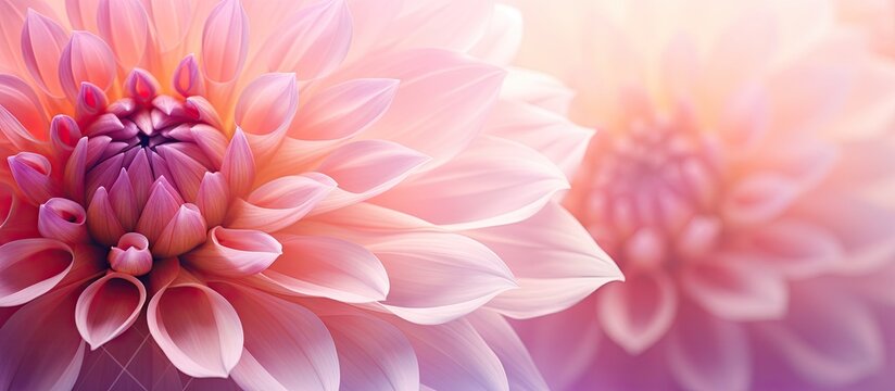 Close up of a pink dahlia a beautiful flower with vibrant petals showcasing a floral pattern in an autumn garden for a romantic layout