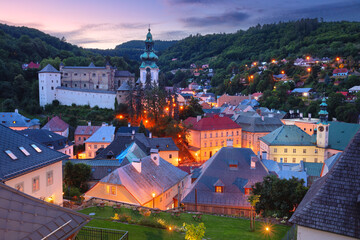 Banska Stiavnica, Slovakia. Cityscape image of historical city of Banska Stiavnica, Slovak Republic at summer sunset.