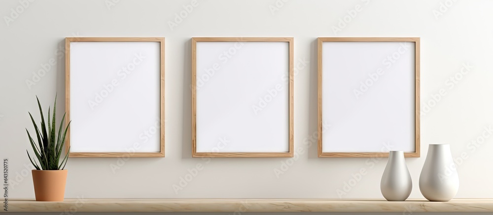Poster simplistic frame mockup wood frames no content