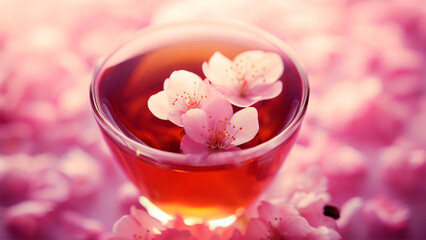 Obraz na płótnie Canvas Blossoms in the cup of tea, sakura