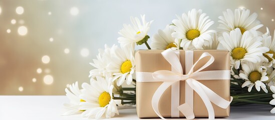 Chamomile gift with gold ribbon bow for special occasions
