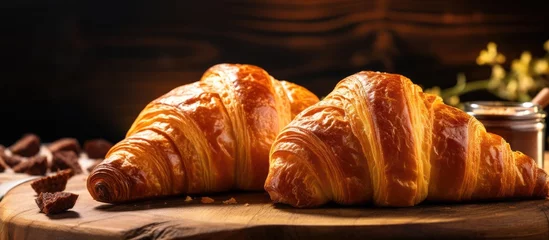 Tuinposter Bakkerij Easter bakery with fresh pastry buttery croissant French breakfast
