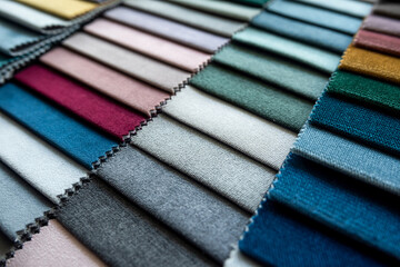 Catalog of colorful velour textile samples for renovation home sofa or other