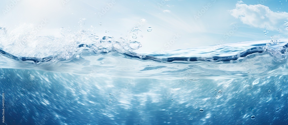 Aufkleber clear water surface with ripples and bubbles abstract summer background with water waves in sunlight