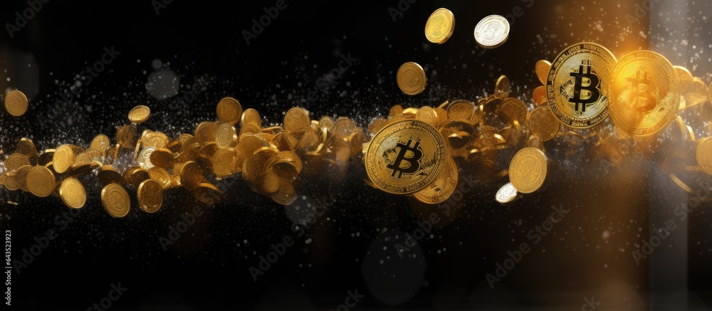 Aufkleber Background material with Bitcoin and empty space