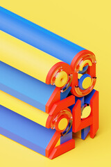 Calendar header number 2024 on yellow  background. Happy new year 2024 colorful background.