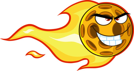 Pickleball Ball Cartoon Character With A Trail Of Flames. Vector Hand Drawn Illustration Isolated On Transparent Background © HitToon.com