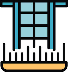 Grass pot window icon outline vector. Indoor plant. Summer home color flat