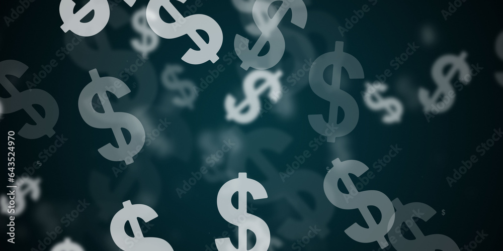 Canvas Prints Abstract dark blue background with flying dollars