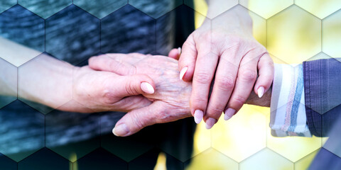 Concept of elderly support, geometric pattern