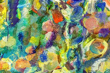 Colorful abstract oil painting art background. Texture of canvas and oil.