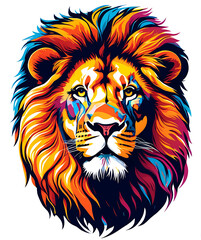 Fototapeta premium Colorful Lion Head Pop Art Portrait Illustration