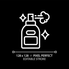 2D pixel perfect editable hair spray white icon, isolated vector, haircare thin line simple illustration.