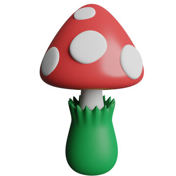 cute mushroom in 3d render design.