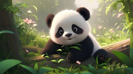 卡通大熊猫cartoon panda