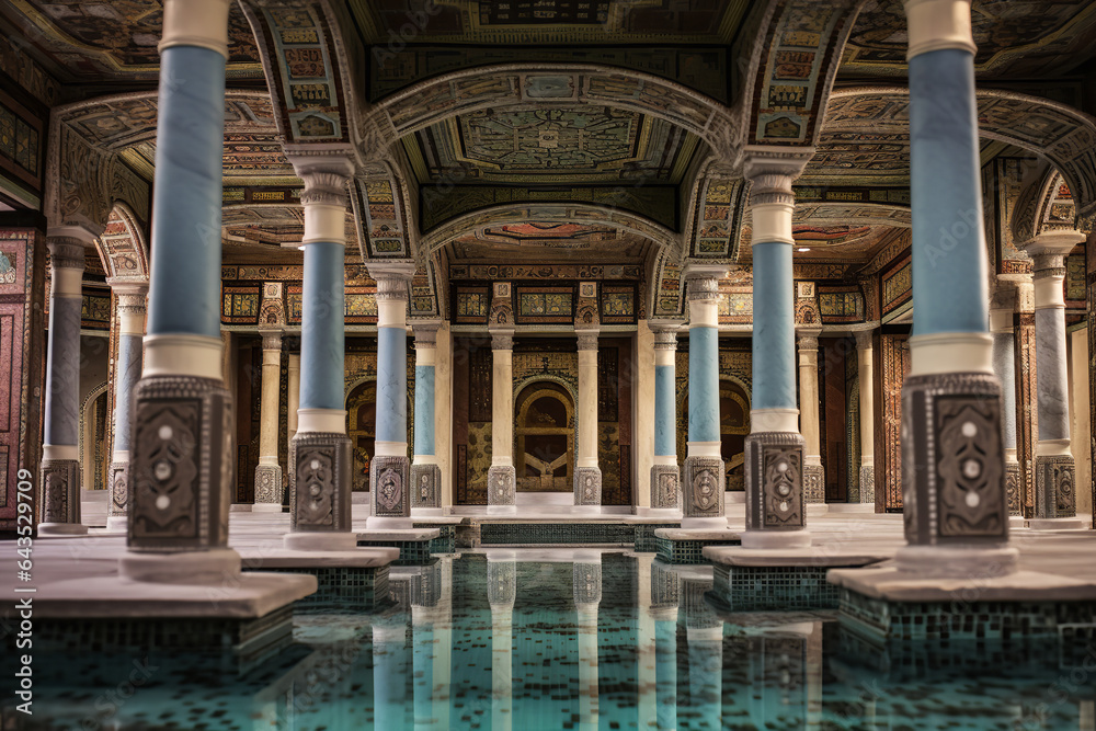 Canvas Prints Glimpse into history with a Roman thermae, showcasing detailed mosaics, tall columns, and archaic architecture