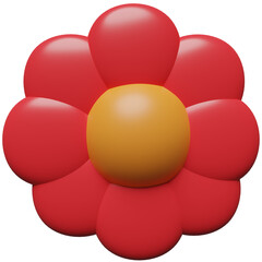 red flower in 3d render design.