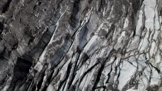 Pasterze Glacier moraine, Cracked glacier surface, Austria