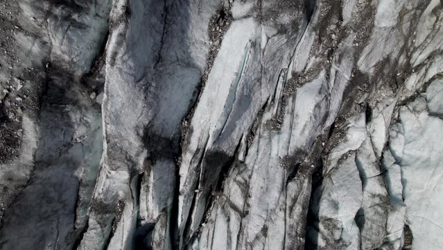 Pasterze Glacier closeup, Glacier Edge, Austria, Drone shot