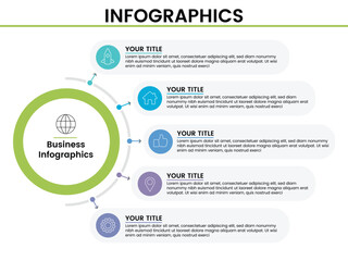 Presentation business infographic template with 5 step infographics