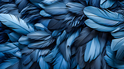 Beautiful black blue crow feathers pattern background.