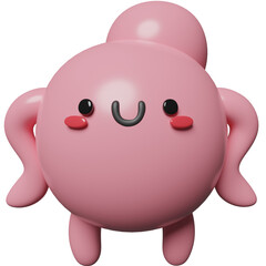 pink cute character in 3d render design