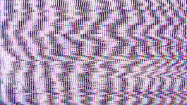 TV noise colorful Moir&eacute; effect, Analog Flickering Noise Texture. Black lines Interference, Tv Effects And Artifacts, Tv No Signal, Vhs Static Noise Glitch, Vertical Stripes And Bars Offset. CRT Screen