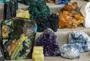 Minerals for sale at a market