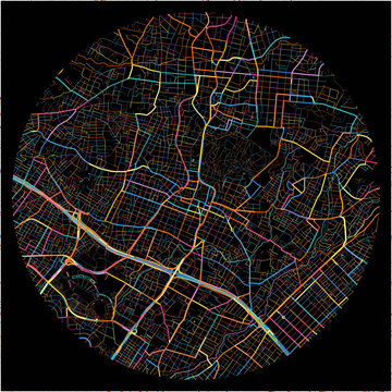 Colorful Map of Marousi, Attica with all major and minor roads.