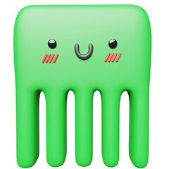 green character with tentacle in 3d render design.